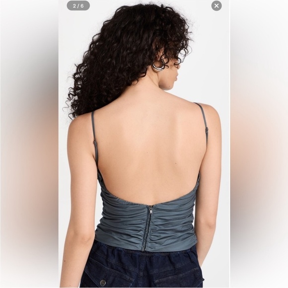 Reformation Tiana Ruched  Low Back Top Size 2 - Picture 3 of 13